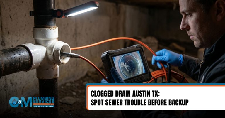 Clogged drain and sewer backup warning signs in an Austin home